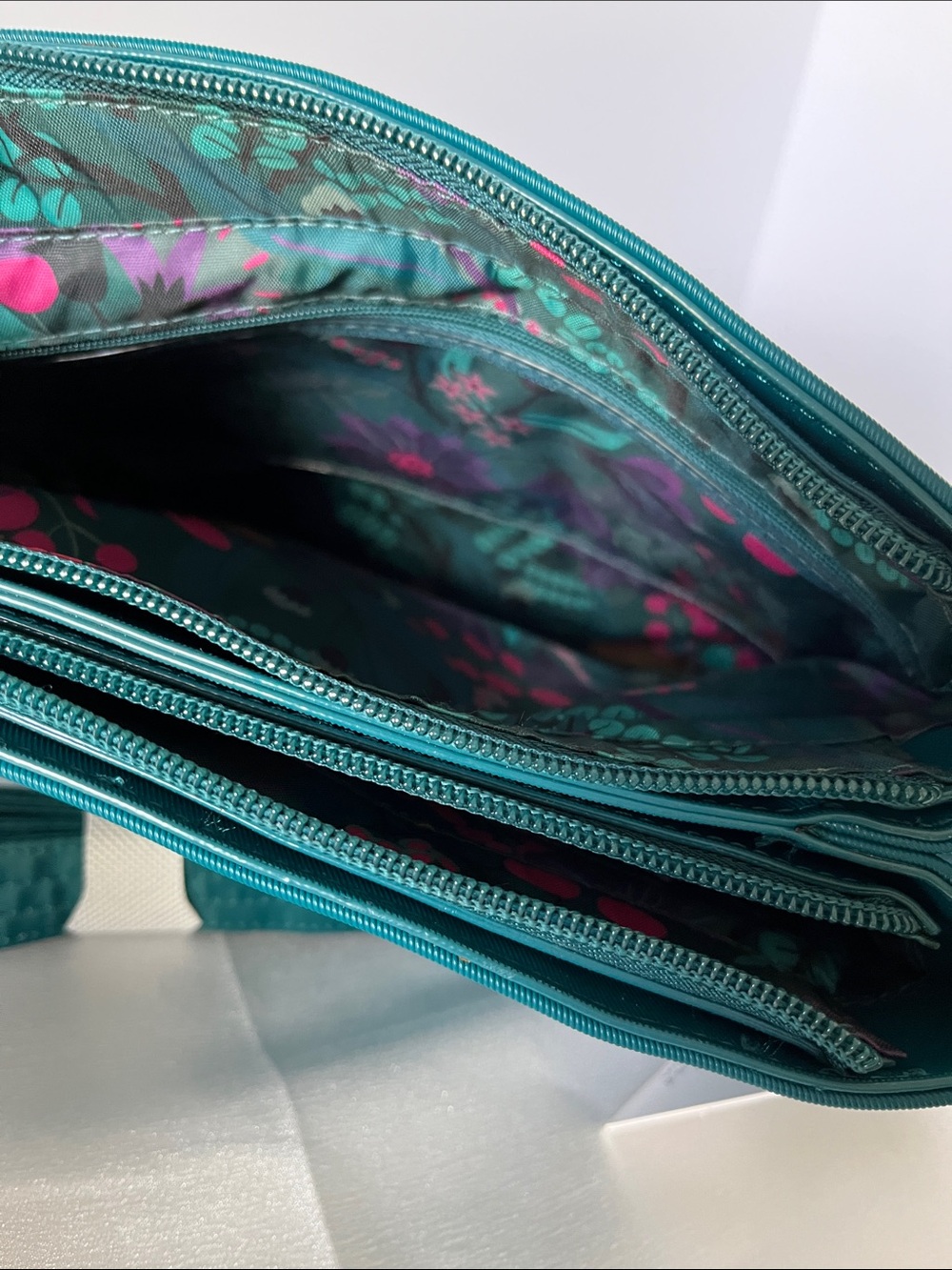 LUG - Double Dip Satin Luxe VL Crossbody Bag in Teal - Picture 4 of 6